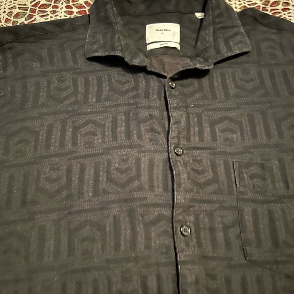 Billy Reid Textured Dark Patterned Button-Down Shirt - Picture 3 of 6